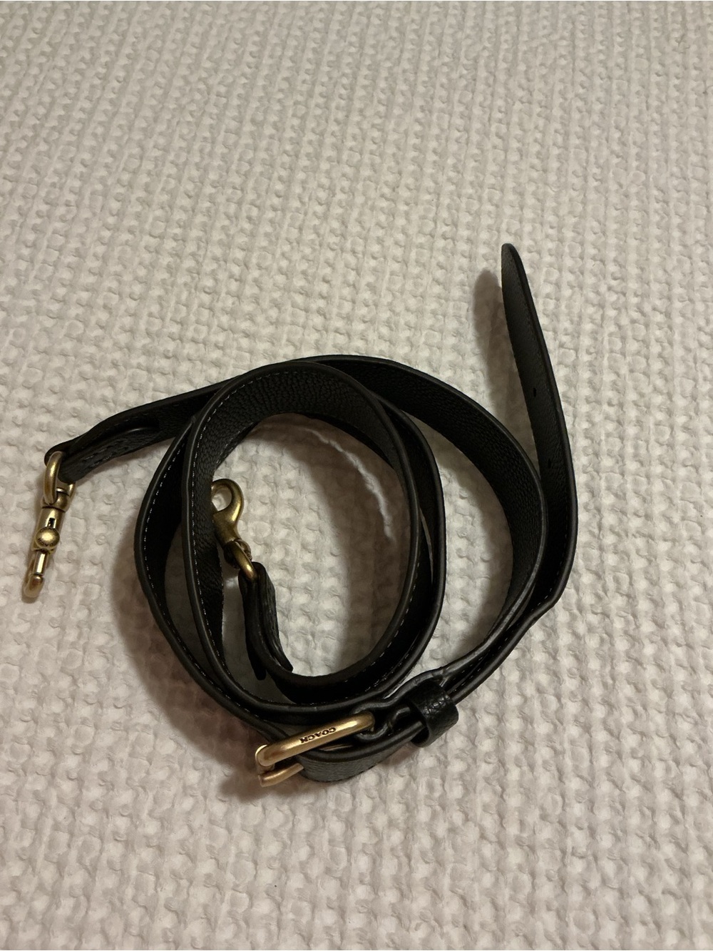 Coach Black Leather Crossbody Strap with Gold Hardware